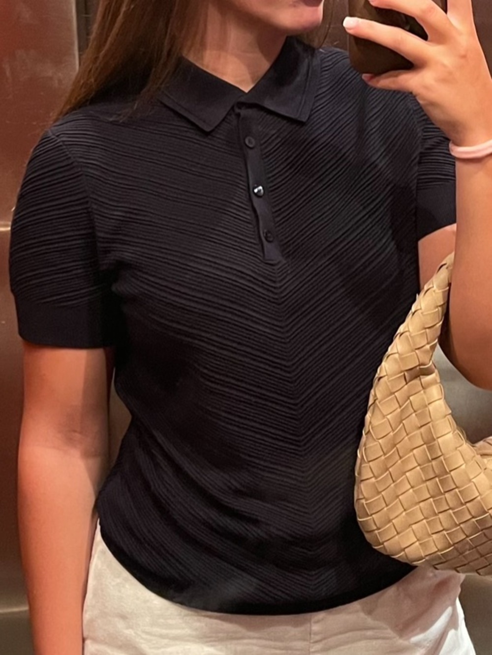 Boss Navy Short-Sleeve Ribbed Polo Top